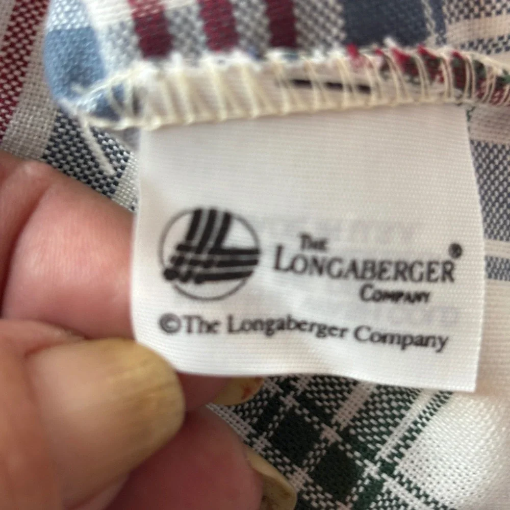 Longaberger Basket Liner Small Chore Plaid Multicolor Ruffled Cotton 234422
